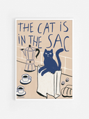 The cat is in the sac