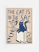 The cat is in the sac