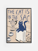 The cat is in the sac